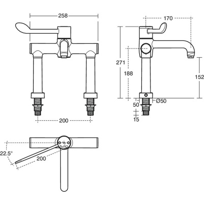 HTM64 Armitage Shanks Markwik 21 Thermostatic Sequential Deck Mounted Mixer Tap